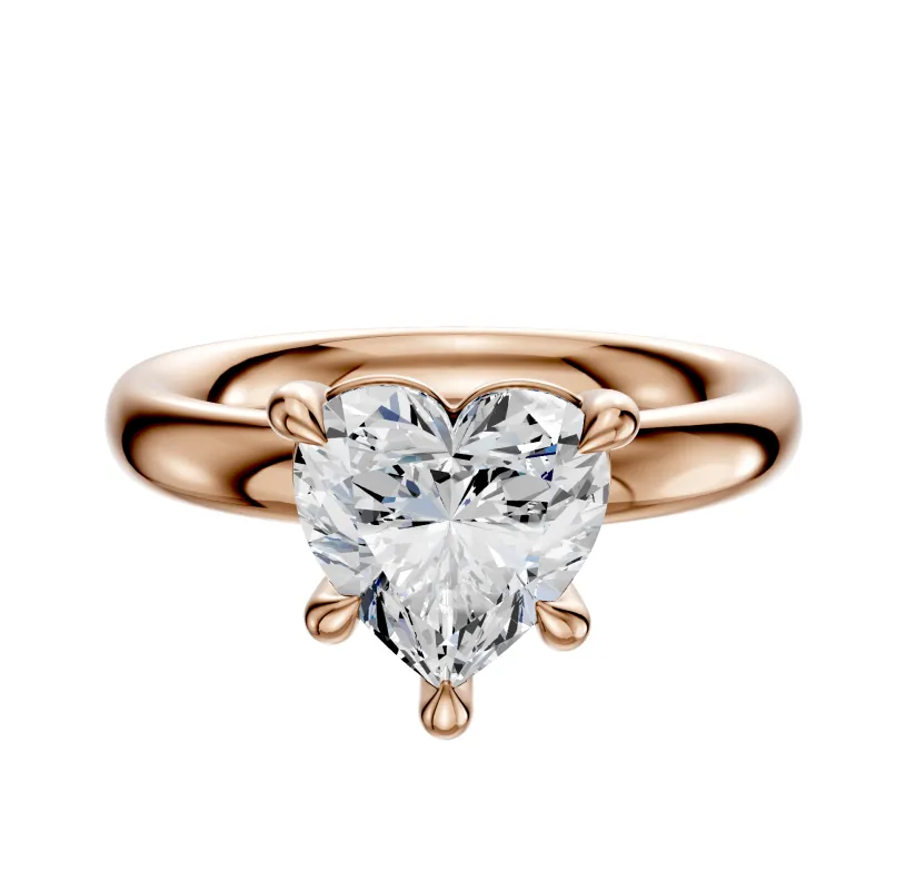 18K Rose Gold 4 Prong Basket Classic Dome 3.0mm Engagement Ring sold by Promise By Effy