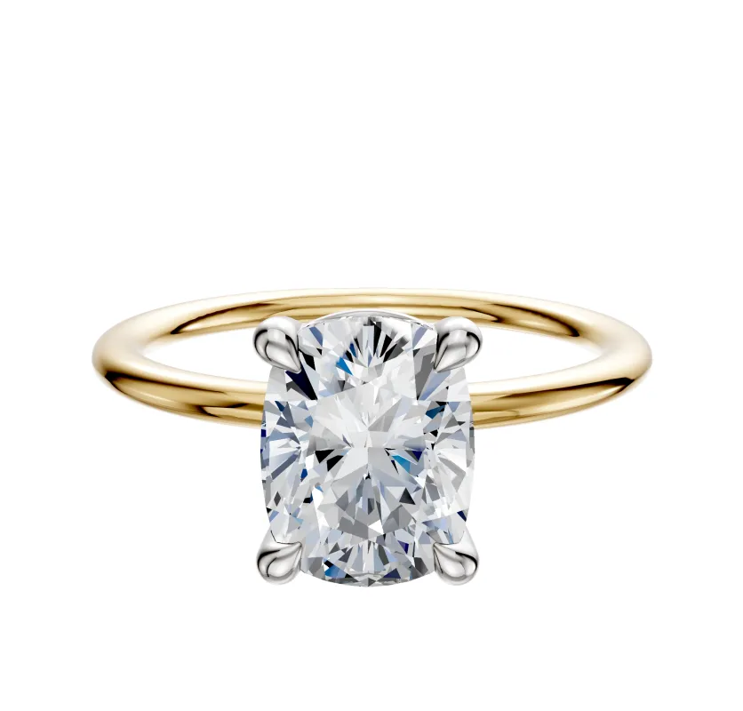 14K Two Tone 4 Prong Basket Classic Dome 1.5mm Engagement Ring sold by Promise By Effy