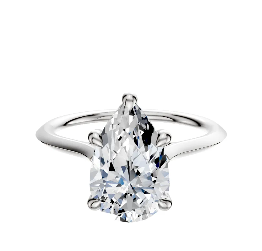 18K White Gold 4 Prong Hidden Halo Cathedral Knife Edge 1.5mm Engagement Ring sold by Promise By Effy