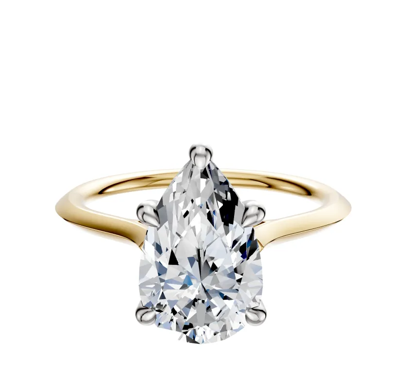 18K Two Tone 4 Prong Hidden Halo Cathedral Knife Edge 1.5mm Engagement Ring sold by Promise By Effy