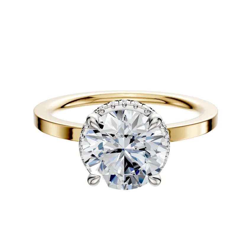 18K Two Tone 4 Prong Collar Classic Flat 1.5mm Engagement Ring sold by Promise By Effy