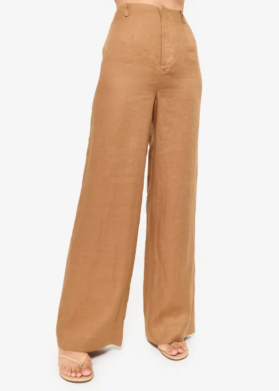 Iracemi High Rise Linen Pant Butterscotch sold by Cami NYC