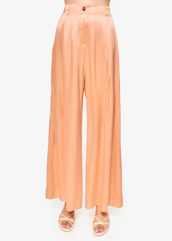 Fabian High Rise Charmeuse Pant Cantaloupe sold by Cami NYC