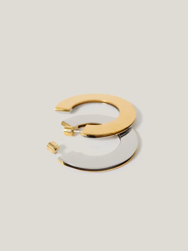 Two Tone Disc Hoop Earring | Multi sold by Jigsaw