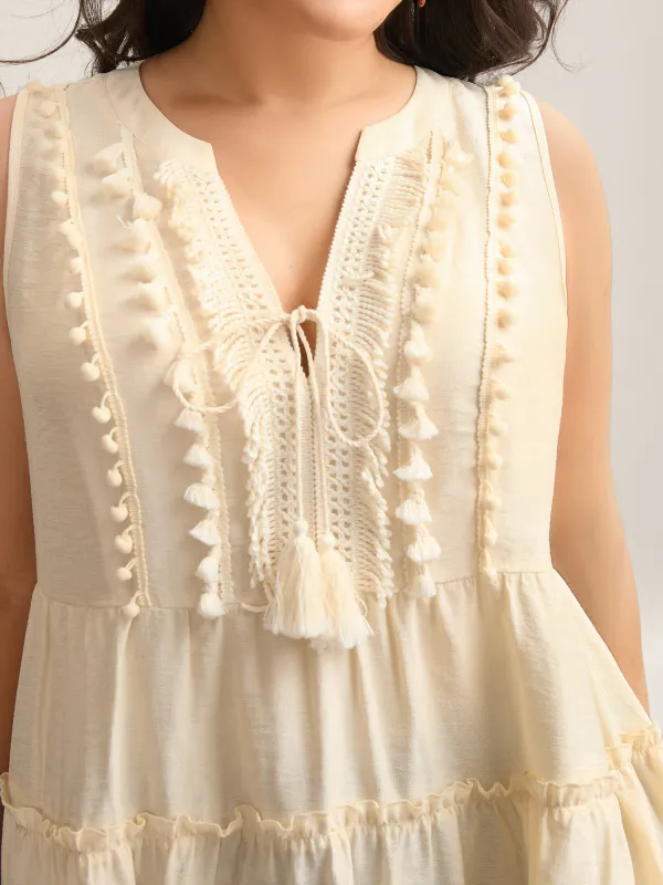 Pure Textured Tassels Tiered Tank Top sold by Bloomchic