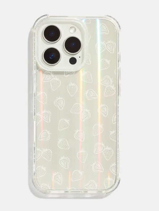 White Ditsy Strawberries Shock iPhone Case sold by Skinnydip London