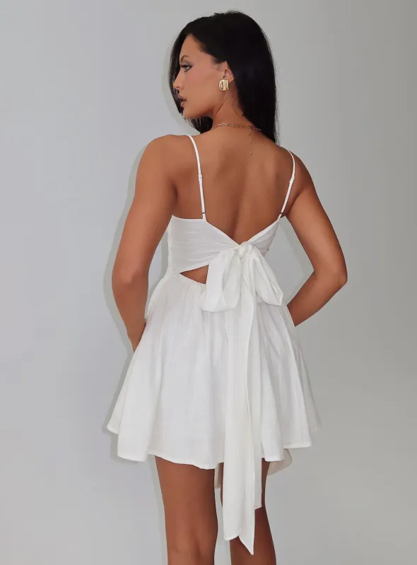 Angel Wings Tie Up Mini Dress White sold by Princess Polly