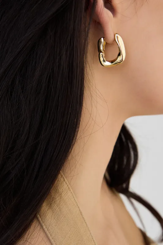 SQUARE TWIST HUGGIE EARRINGS sold by OAK AND FORT