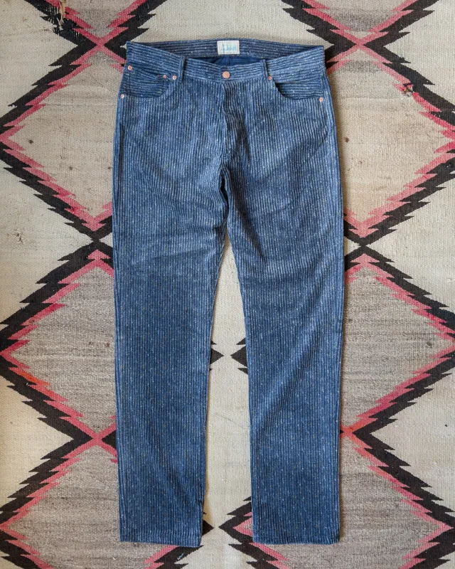Donegal Corduroy Five Pocket Pants - Marine Blue sold by Wythe NY