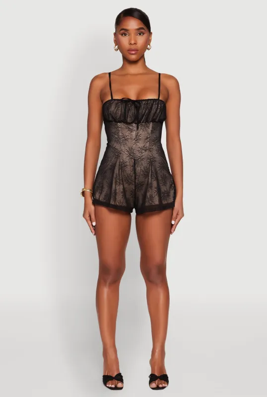 Iris Lace Square Neck Romper sold by Rainbow