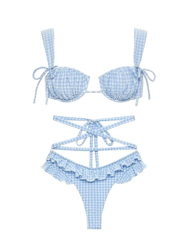 Petal Wide Straps-Lulu Lulu Gingham Ballet Bikini sold by SWORLD Inc