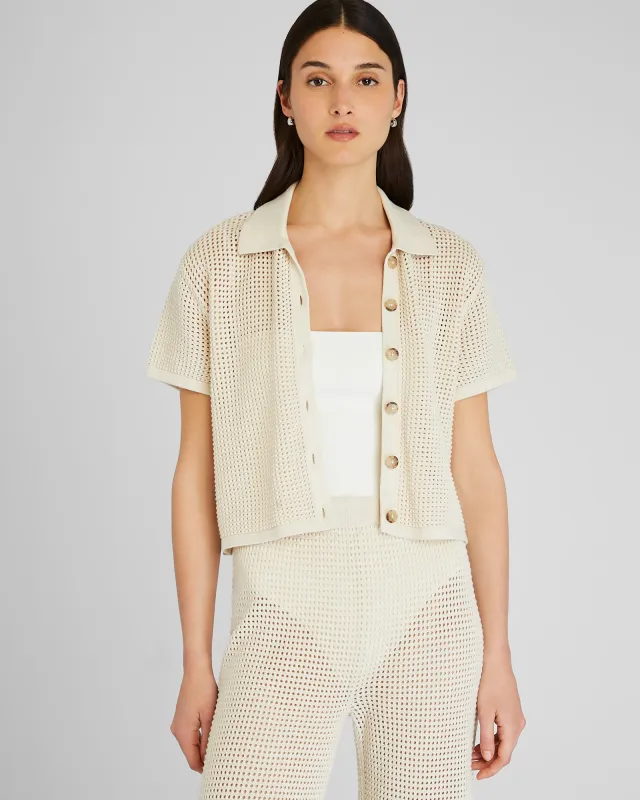 Open Stitch Button-Down Sweater sold by Club Monaco