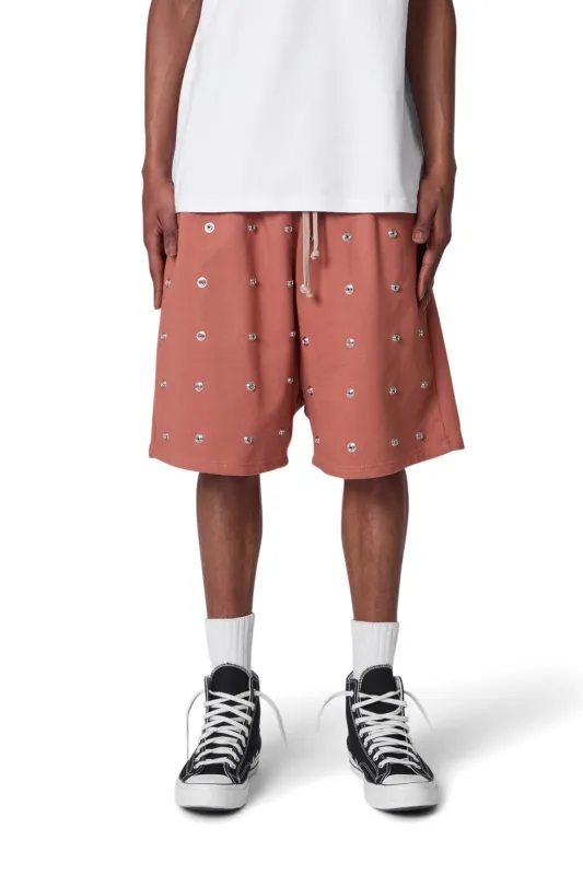 All Over Button Shorts - Rust sold by MNML