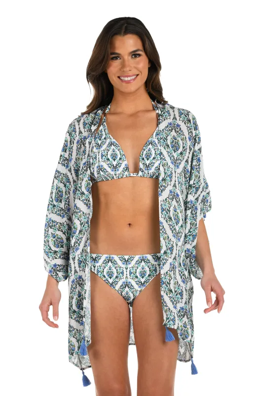 Deja-Blue Diamond Kimono Cover Up sold by La Blanca