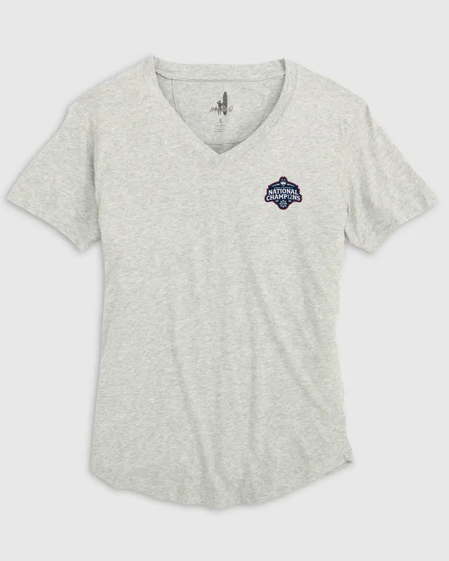 Women's UConn Merediths V-Neck T-Shirt - 2025 Women's College Basketball Champions Logo sold by Johnnie-O