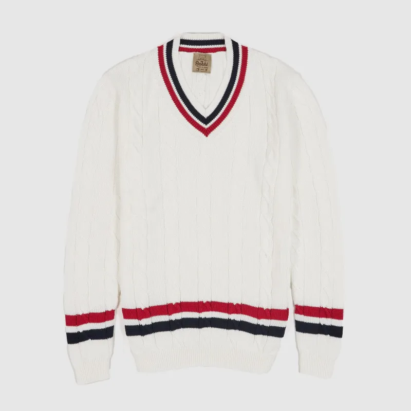 Rakki V-Neck Knitted Tennis Cotton Jumper Alonzo Richard Gonzalez 1948 sold by DeeCee style