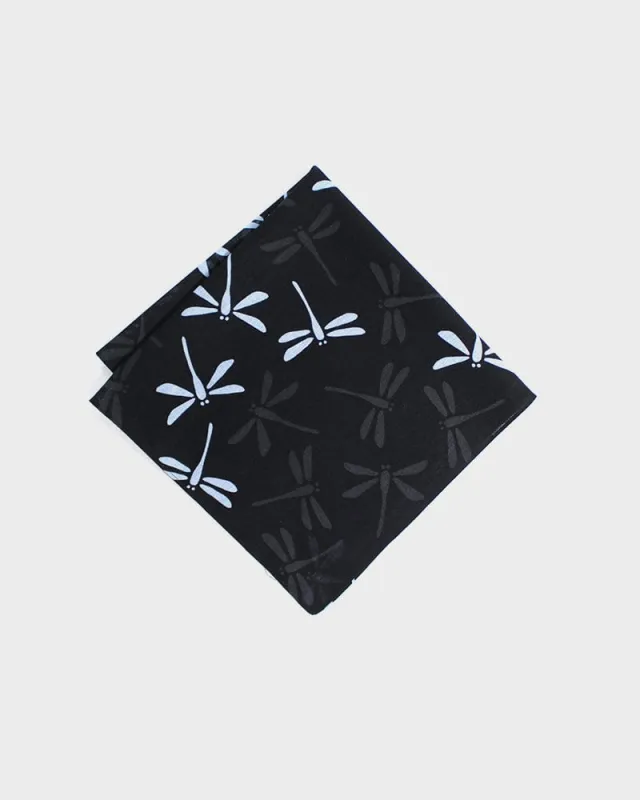Japanese Handkerchief, Classic, Black, Charcoal and Light Blue Tonbo sold by Kiriko