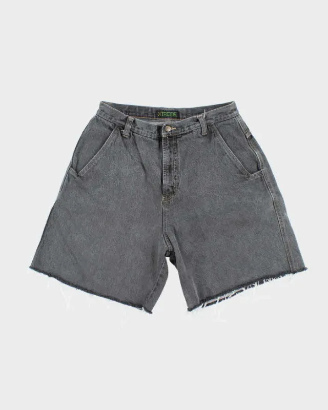 Vintage Y2K Xtreme Wide Leg Grey Wash Cut Off Denim Shorts - W30 L8 sold by Rokit
