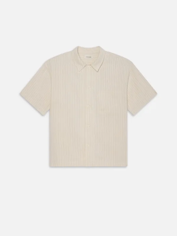 Jacquard Cotton Short Sleeve Shirt -- White Sand sold by Frame Denim