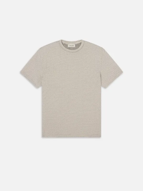 Jacquard Stripe Tee -- White/Navy sold by Frame Denim