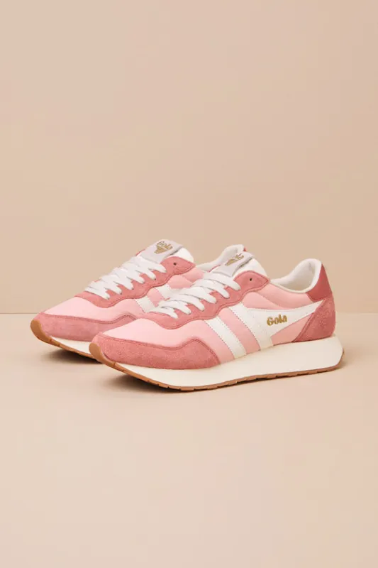 Arizona Pale Pink and Off White Suede Lace-Up Sneakers sold by Lulus