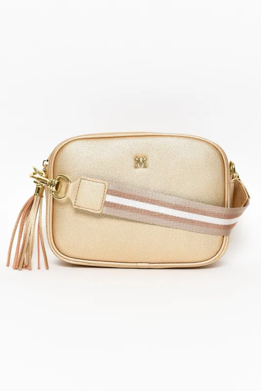Donna Gold Crossbody Bag sold by Blue Bungalow