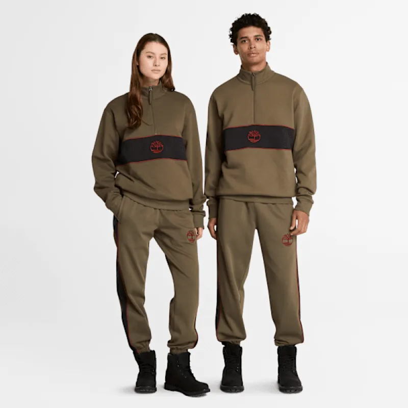 Timberland Cut-and-Sew Sweatpant in Grape Leaf/Black sold by Timberland