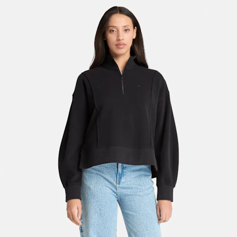 Timberland Women's Lush Quarter-Zip Sweatshirt in Black sold by Timberland