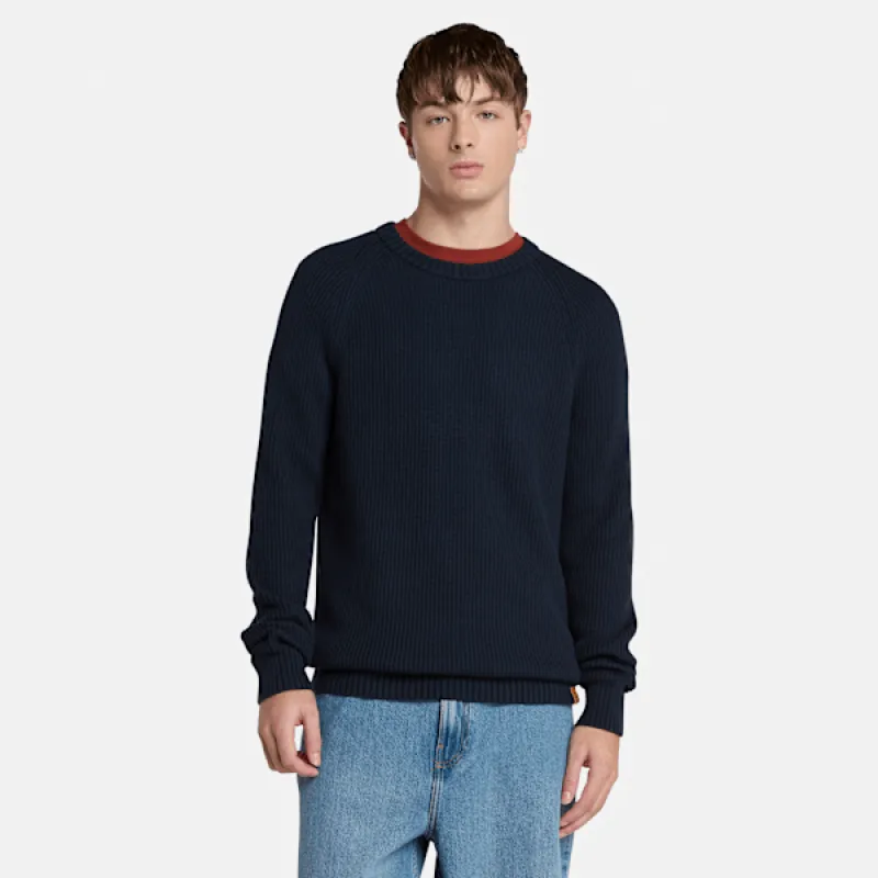 Timberland Men's Raglan Sleeve Ribbed Sweater in Dark Sapphire sold by Timberland