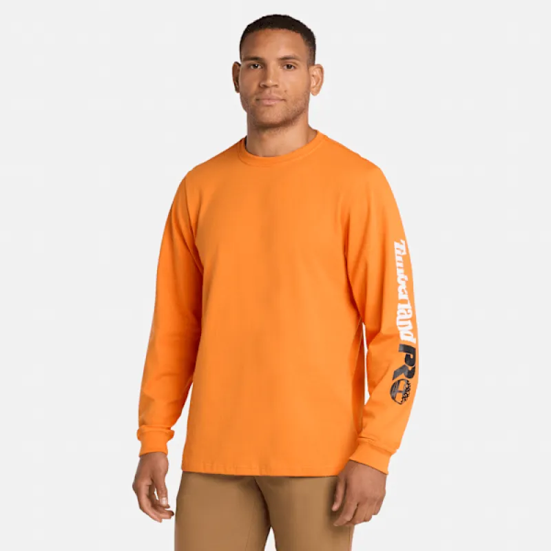 Men's Timberland PRO® Core Logo Long-Sleeve T-Shirt in PRO Orange sold by Timberland