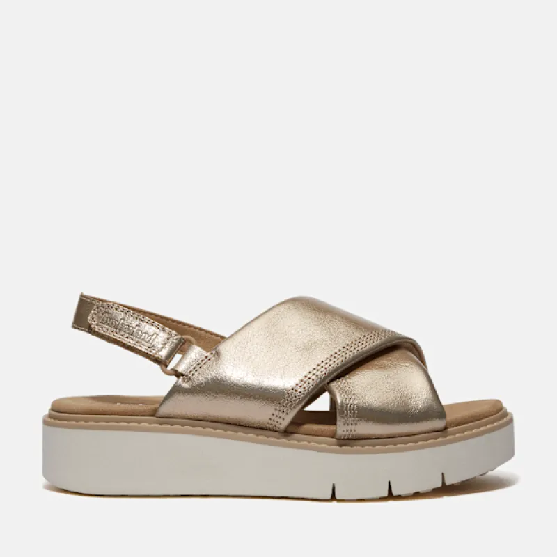 Timberland Women's Safari Dawn Backstrap Sandal in Gold Metallic sold by Timberland