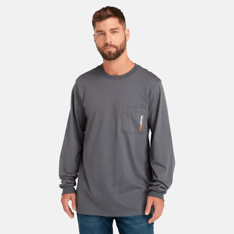 Men's Timberland PRO® Cotton Core Flame-Resistant Long-Sleeve T-Shirt in Charcoal sold by Timberland