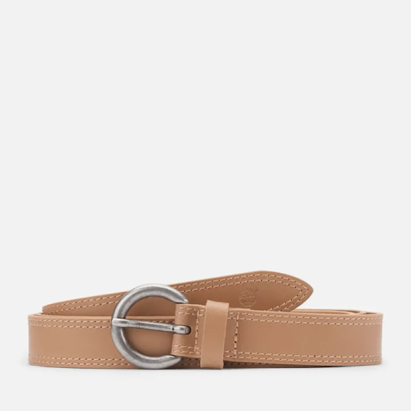 Timberland Women's 25mm Oval Buckle Belt in Light Sand sold by Timberland