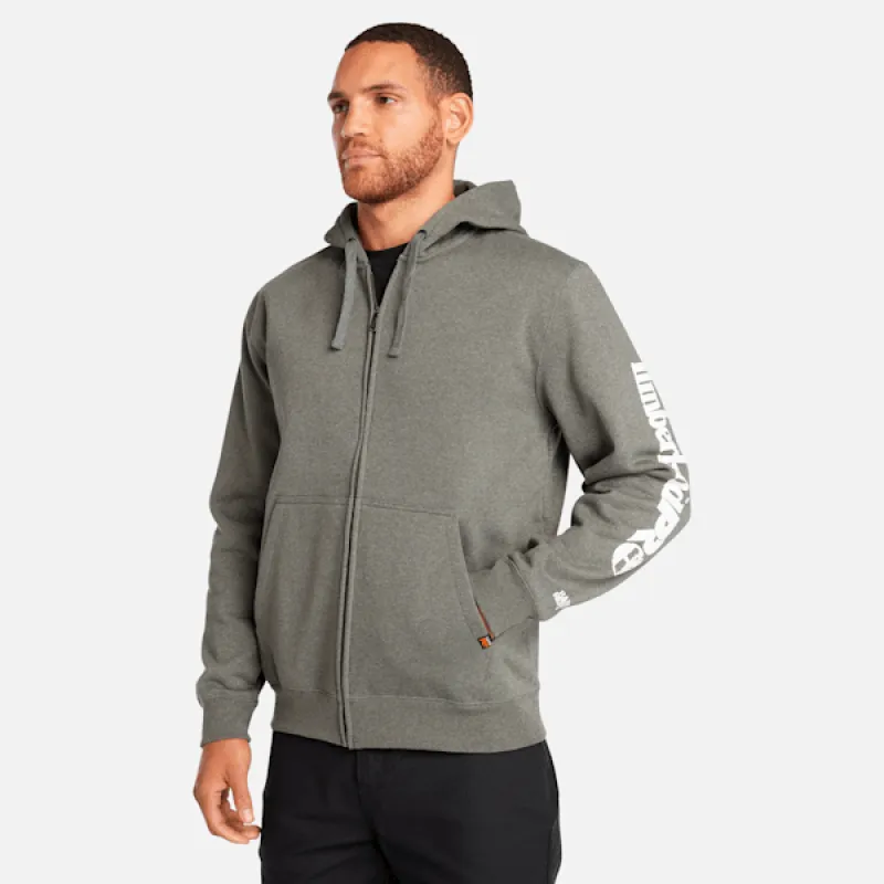 Men's Timberland PRO® Hood Honcho Sport Full-Zip Hoodie in Dark Charcoal Heather/White sold by Timberland