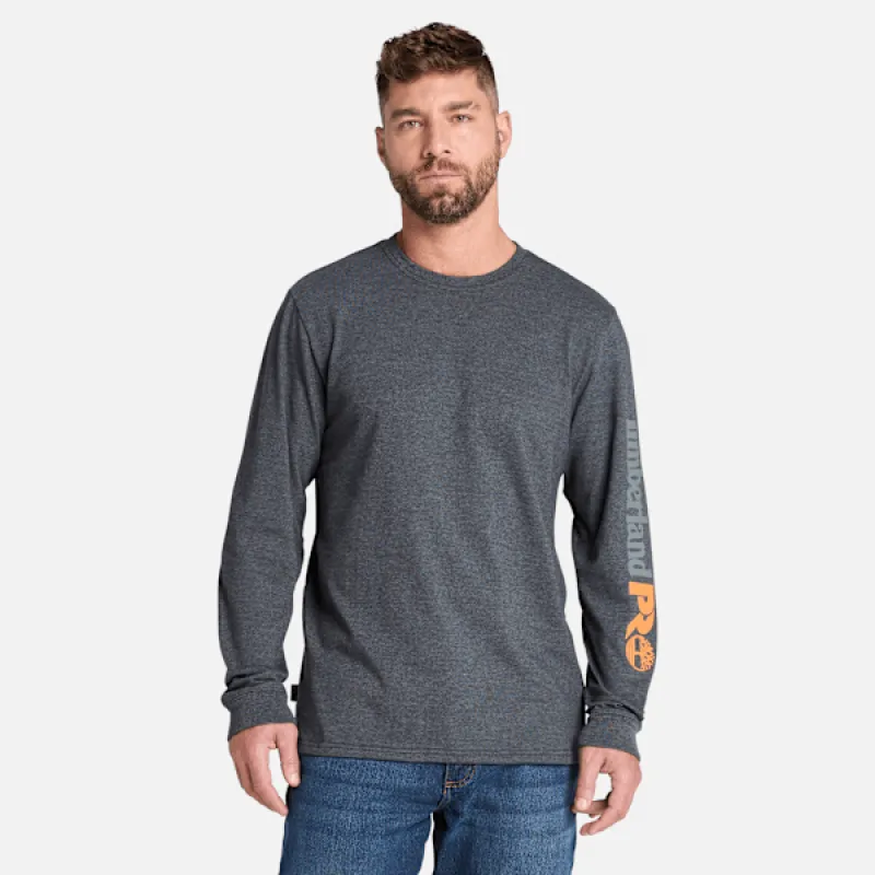 Men's Timberland PRO® Core Logo Long-Sleeve T-Shirt in Dpest Grey Hthr sold by Timberland