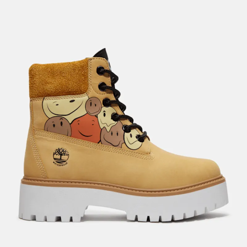 Timberland Women's Stone Street "Shades of Happiness" 6-Inch Waterproof Platform Boot in  YLW W Print sold by Timberland