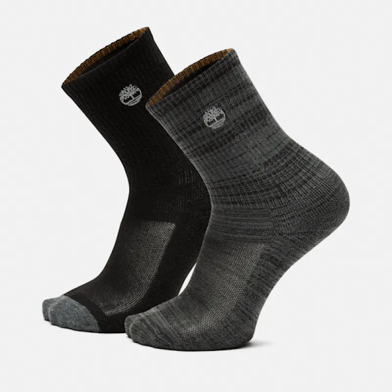 Timberland Men's Mystic River 2-Pack Casual Crew Socks in Black sold by Timberland