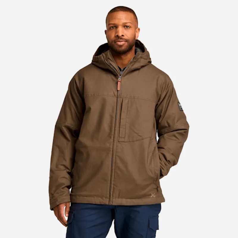 Men's Timberland PRO® GritFlex Canvas Hooded Jacket in Dark Earth sold by Timberland