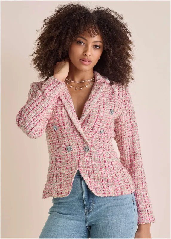 Sparkle Tweed Blazer - Pink Multi sold by VENUS