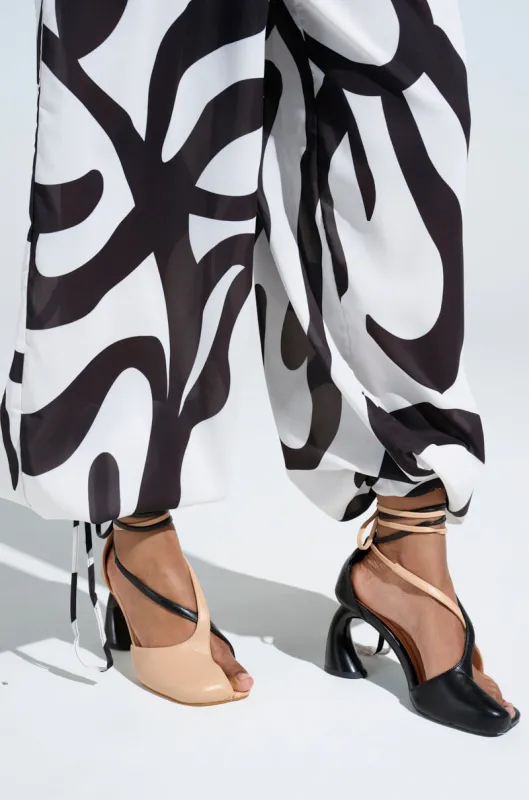 AZALEA WANG ROSENDO TAN AND BLACK WRAP UP CHUNKY PUMP sold by AKIRA