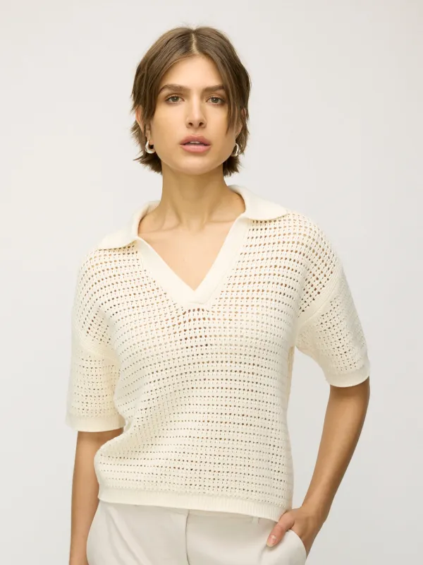 Crawford Relaxed Crochet Polo sold by Kit and Ace