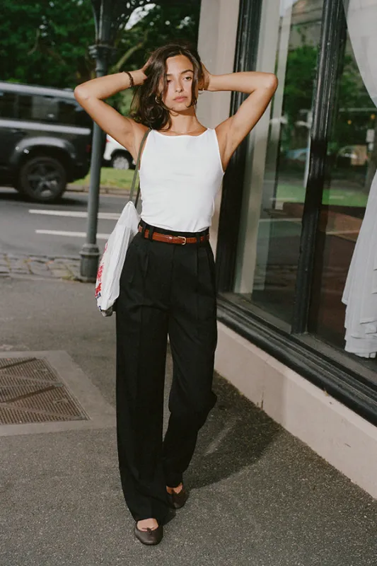 Yu Tailored Black Japanese Twill Wool Pants sold by Caves Collect