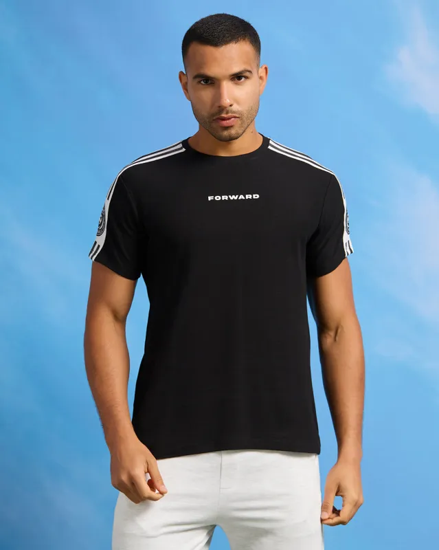 Men Black Pique Active T-Shirt sold by Redtag