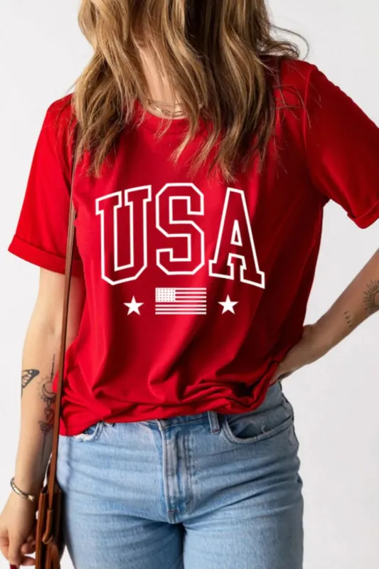 USA American Flag Crewneck T Shirt sold by Charming Charlie