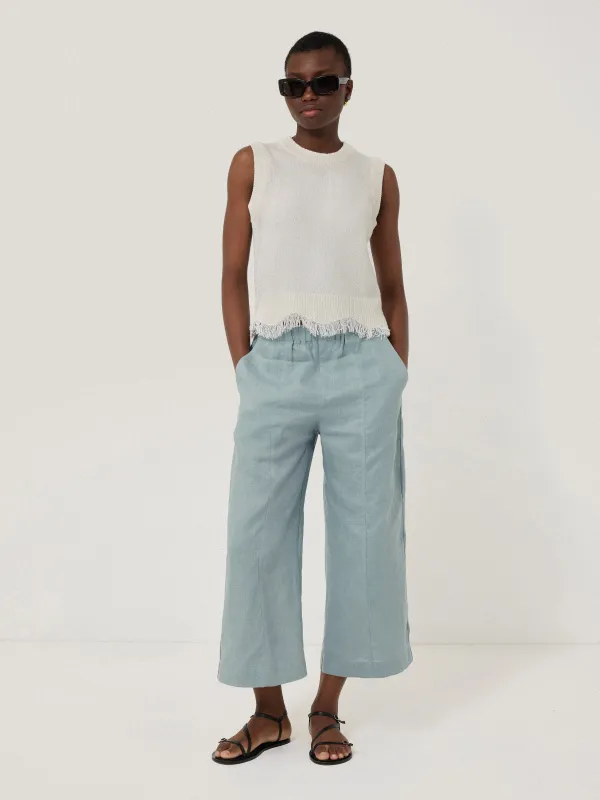 Mara Linen Relaxed Trouser | Light Blue sold by Jigsaw