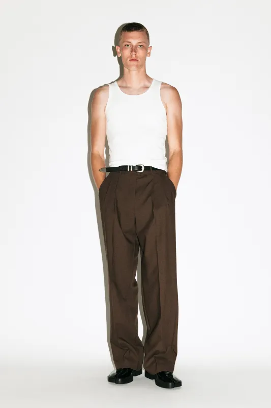 Dume Wide-Leg Ultra-Pleated Trouser  |  Chocolate Brown sold by California Arts