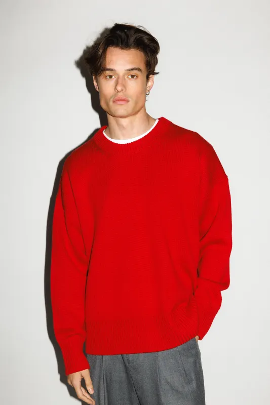 Palos Oversized Crew-Neck Sweater  |  Red sold by California Arts