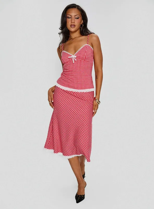 Love In London Set Red Check sold by Princess Polly