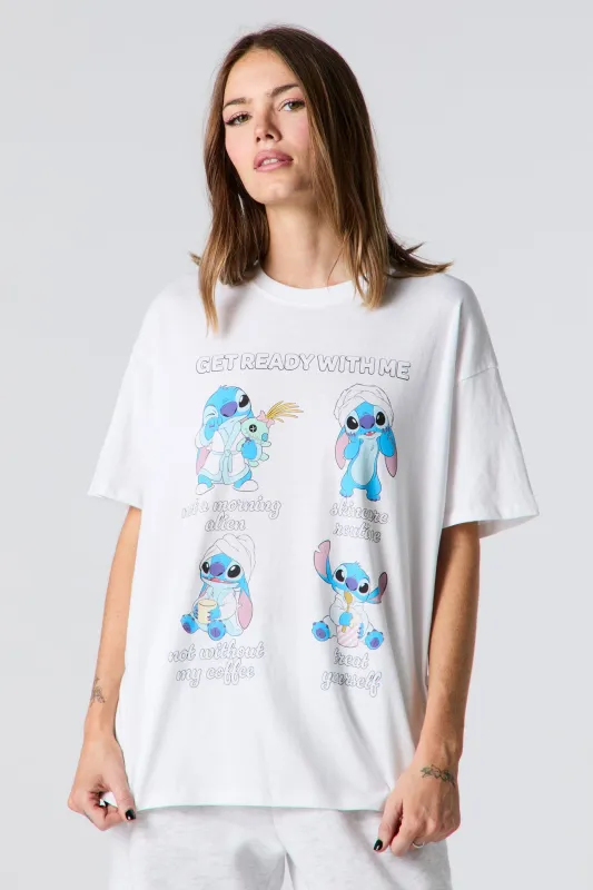 T-shirt de coupe garçonne à imprimé Get Ready With Stitch sold by Urban Planet