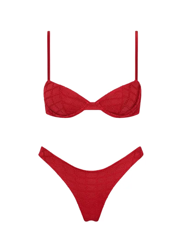 SUNI - PASHA Red Crochet Balconette Bikini Set sold by triangl swimwear